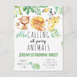 Convite de Festa Infantil Jungle Postcard