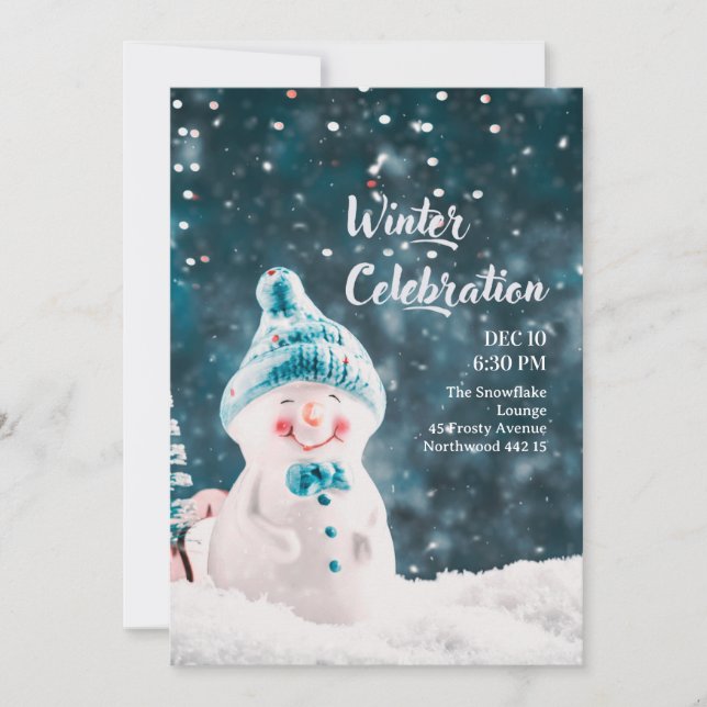 Convite de Festa Invernal Divertida – Celebração d (Frente)