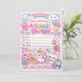 Convite de Festa Kawaii – Aniversário Pastel Fofo