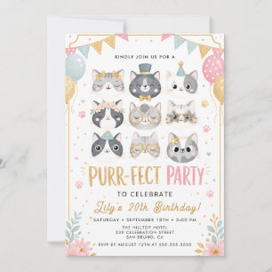 Convite de festa Kitty fofo e perfeito para menina