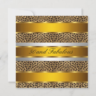 Convite de festa Leopard Gold 50 e fabuloso