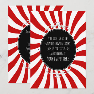 Convite de festa listras divertidas vermelhas e br