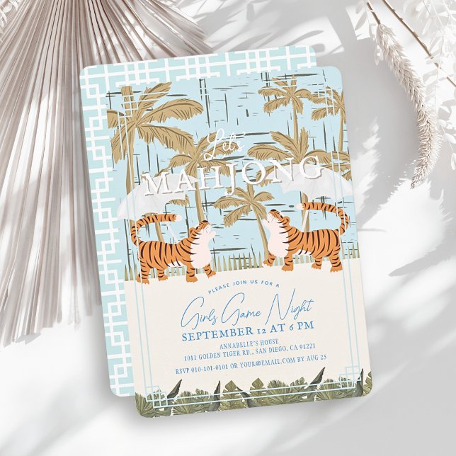 Convite de Festa Mahjong Roaring Tigers Blue Chino (Criador carregado)