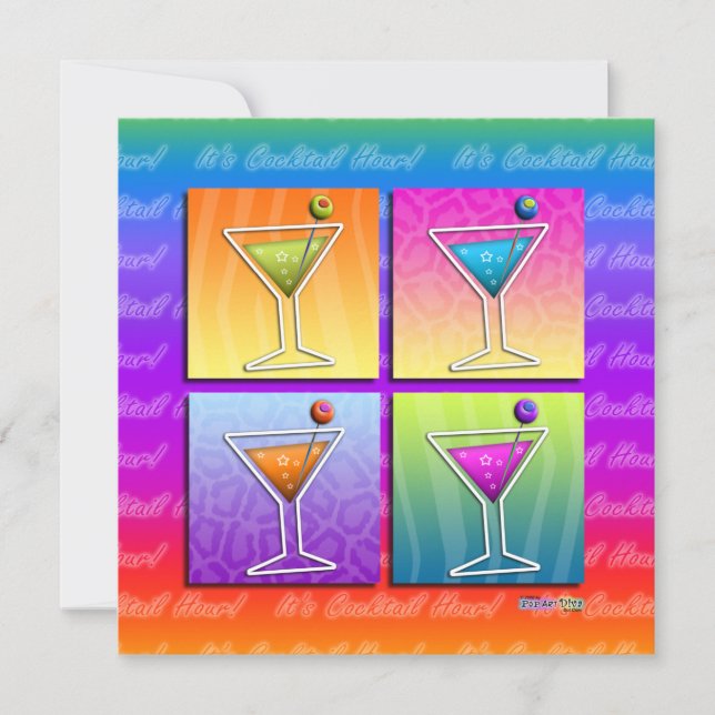 Convite de Festa MARTINIS Pop Art (quadrado) (Frente)