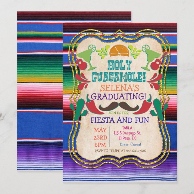 Convite de Festa Mexicana de Formatura (Frente/Verso)