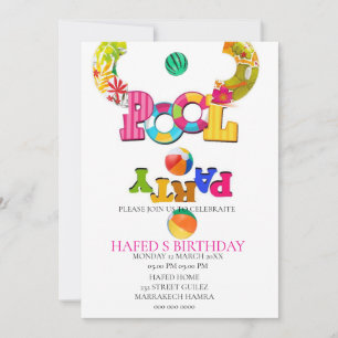 Convite de Festa na Piscina Convite de Aniversário