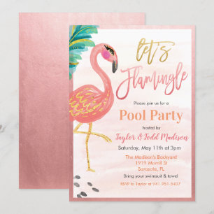 Convite de Festa na Piscina Flamingo Aquarela