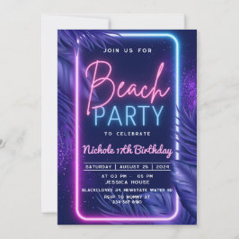 Convite de Festa na Praia Tropical Neon