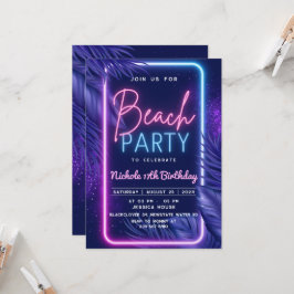Convite de Festa na Praia Tropical Neon