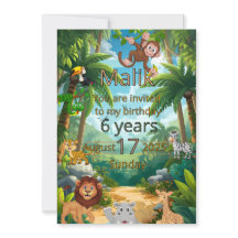 Convite de festa na selva personalizável