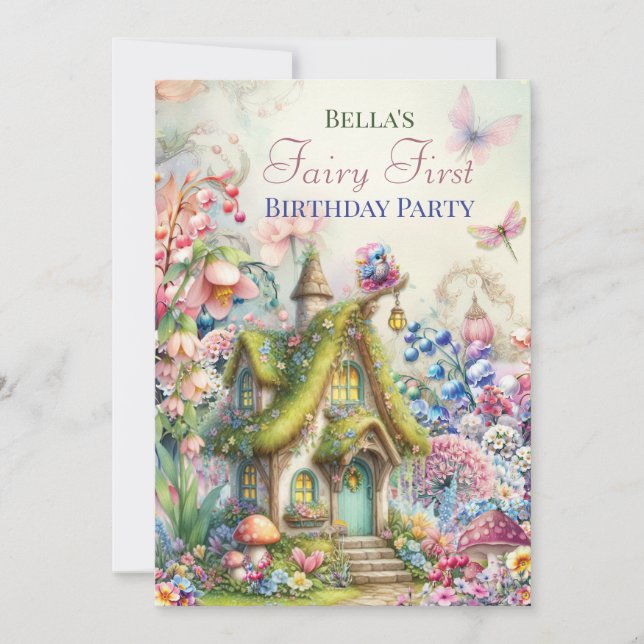 Convite de Festa no Bosque Encantado da Fada das F (Frente)