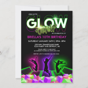 Convite de festa no parque de trampolim Girls Glow