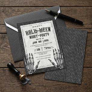 Convite de Festa Noturna de Halloween com Esquelet