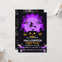 Convite de Festa Noturna de Halloween da Bruxa Ass