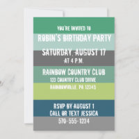 Convite de Festa Personalizado com Listras Verdes 