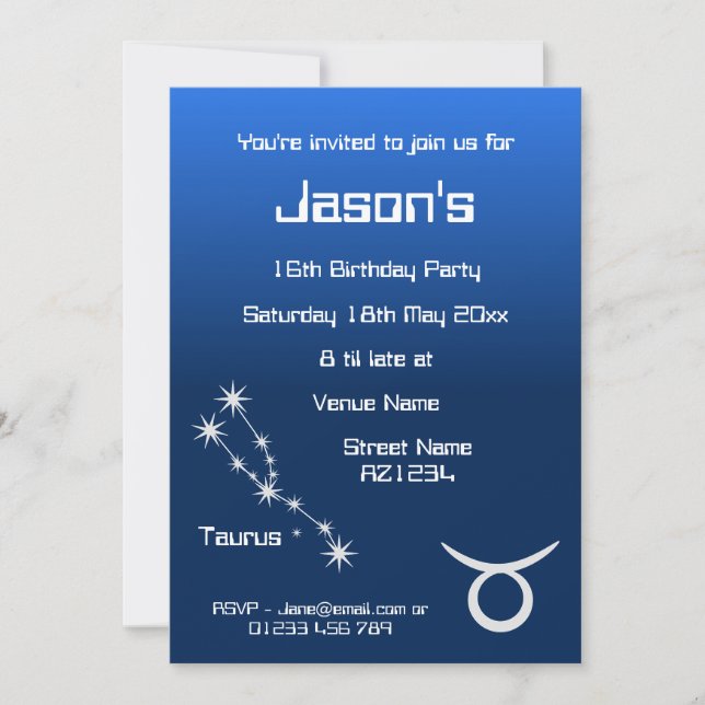 Convite de festa personalizado da Galáxia do Zodía (Frente)