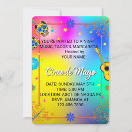 Convite de Festa Personalizado de Cinco de Maio