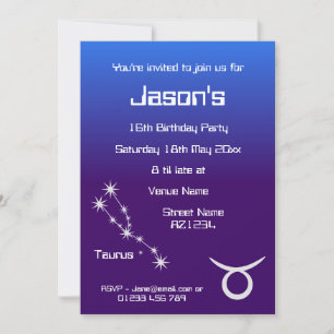 Convite de festa personalizado do zodíaco de Touro