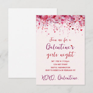 Convite de festa personalizado Galentines Pink Hea