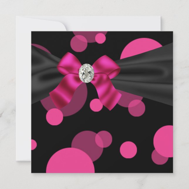 Convite de Festa Pink Black Party com Gravata Borb (Frente)