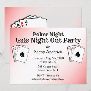 Convite de festa Poker Night com título personaliz