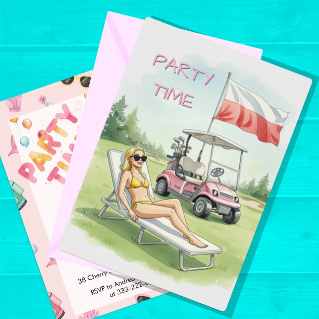 Convite de Festa Polonesa, Golfe, Polônia, Anivers (Poland Party Time / Birthday / Anniversary / Invitations )