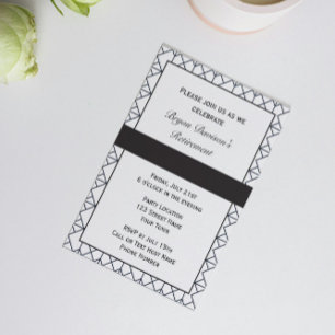 Convite de Festa Preto e Branco Elegante