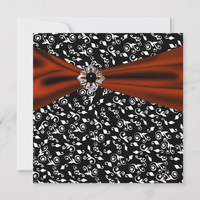 Convite de Festa Preto Elegante com Gravata Preta  (Frente)