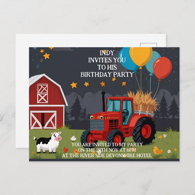 Convite de festa que você pode personalizar ao seu (Frente/Verso)