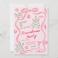 Convite de festa Quirky Doodle Christmas Friendmas