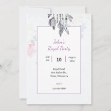 convite de festa real com aquarela boho legal