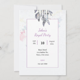 convite de festa real com aquarela boho legal