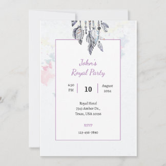 convite de festa real com aquarela boho legal