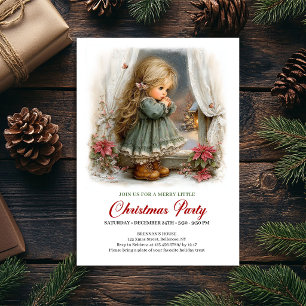 Convite de Festa Sazonal Menina Fofa Cena de Inver