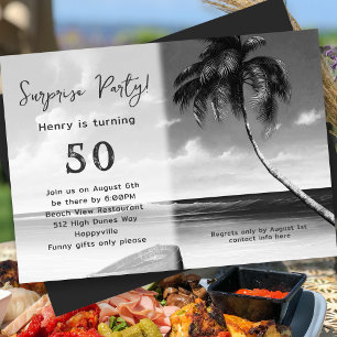 Convite de Festa Surpresa de Aniversário Tropical