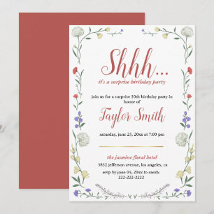 convite de festa surpresa floral elegante wildflow