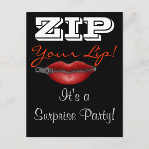 Convite de festa surpresa ZIP sua boca