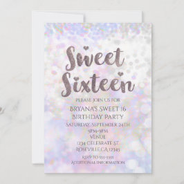 Convite de festa Sweet 16 Brilho Branco Iridescent