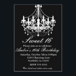 Convite de festa Sweet 16 com lustre preto e branc<br><div class="desc">Convite de festa Sweet 16 ou qualquer outra festa com lustre preto e branco elegante. Escolha personalizá-lo para adicionar suas informações. Exclua o texto para deixar uma área em branco onde não deseja texto.</div>