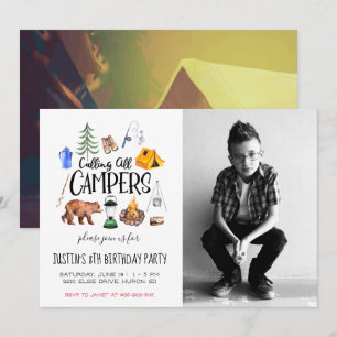 Convite de Festa Tema Acampamento