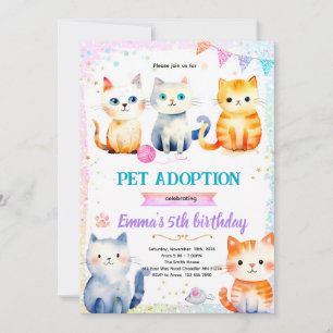 convite de festa tema gato fofo