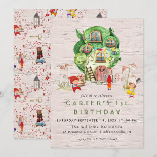 Convite de festa tema Gnome Woodland