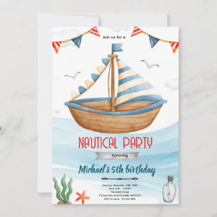 Convite de festa temática de barco náutico