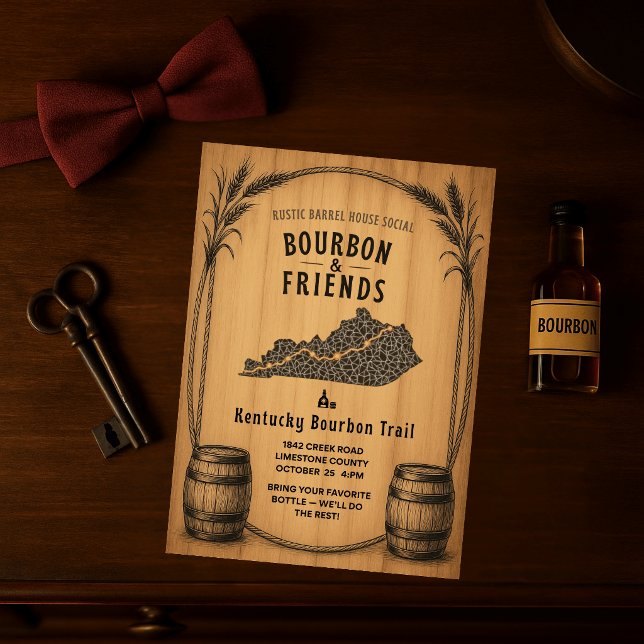Convite de Festa Temática de Bourbon Rústico de Ke (Criador carregado)