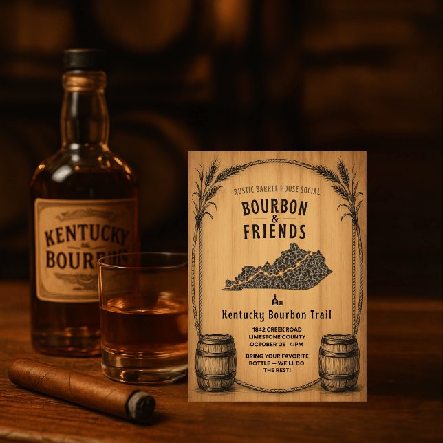 Convite de Festa Temática de Bourbon Rústico de Ke (Criador carregado)