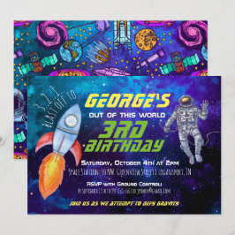 Convite de festa temática de espaço sideral