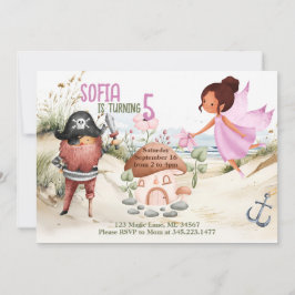 Convite de Festa Temática de Pixies e Piratas