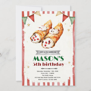 Convite de festa temática italiana Cannoli