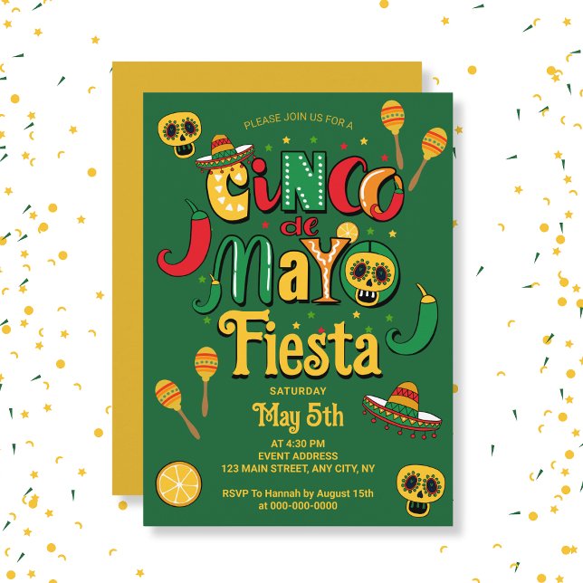 Convite de Festa Temática Mexicana 5 de Maio (Mexican Themed 5 de Mayo Fiesta Invitation
)