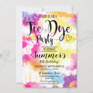 Convite de Festa Tie Dye Hippy Tie Dye